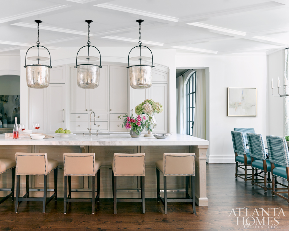 Timeless Classic Kitchen with Over sized Island www.pattersondecoratinggroup.com/blog