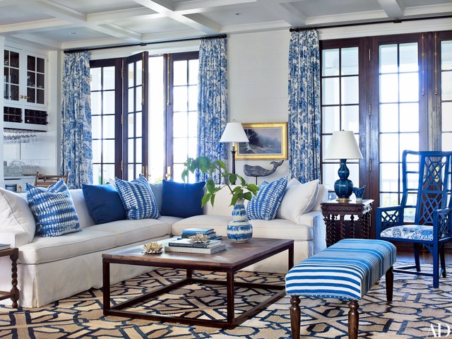 Blue Rooms Blue and White Traditional Living Space with a contemporary twist www.pattersondecoratinggroup.com/blog