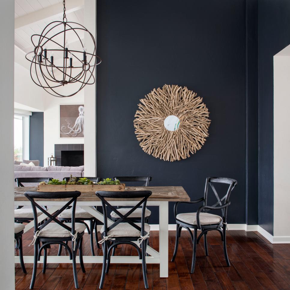 Contemporary Navy Blue Rooms Dining Room with Country Table www.pattersondecoratinggroup.com/blog 