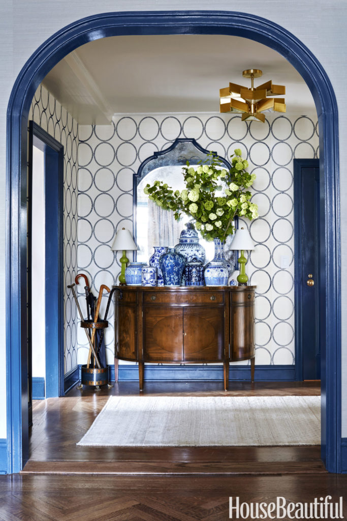 Entryway with Bold Blue color www.pattersondecoratinggroup.com/blog