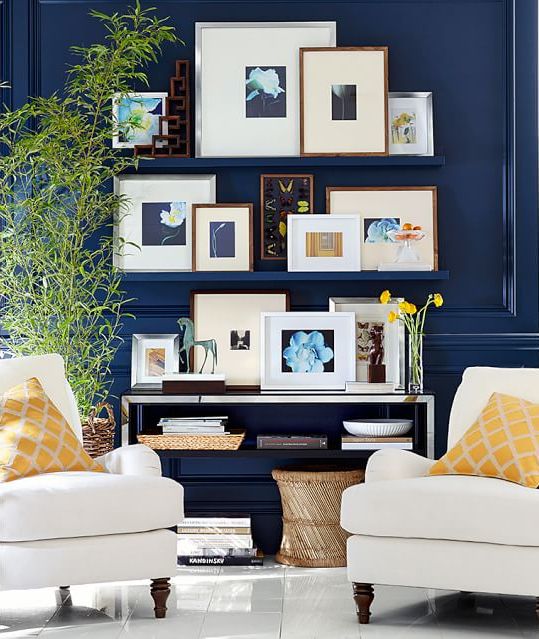 Blue Rooms with Gallery Frames www.PattersonDecoratingGroup.com/blog