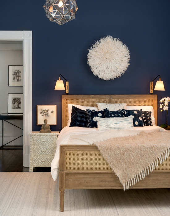 Cozy Bedroom in Stunning by Benjamin Moore Blue Rooms www.PattersonDecoratingGroup.com/blog