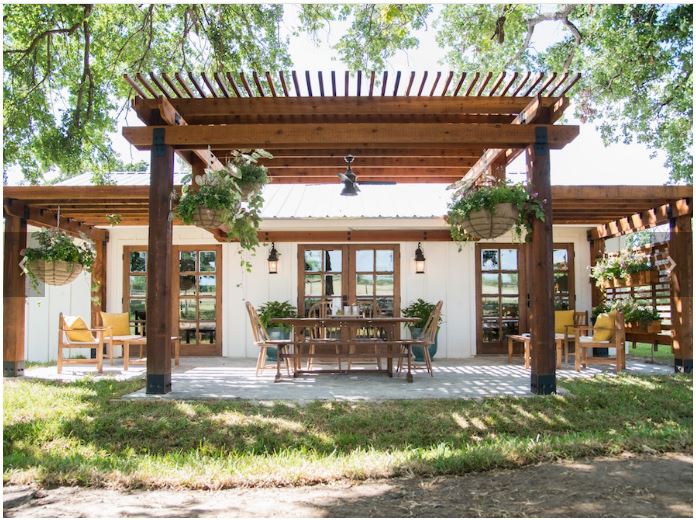 Fun pergola for the family to gather together www.PattersonDecoratingGroup.com/blog
