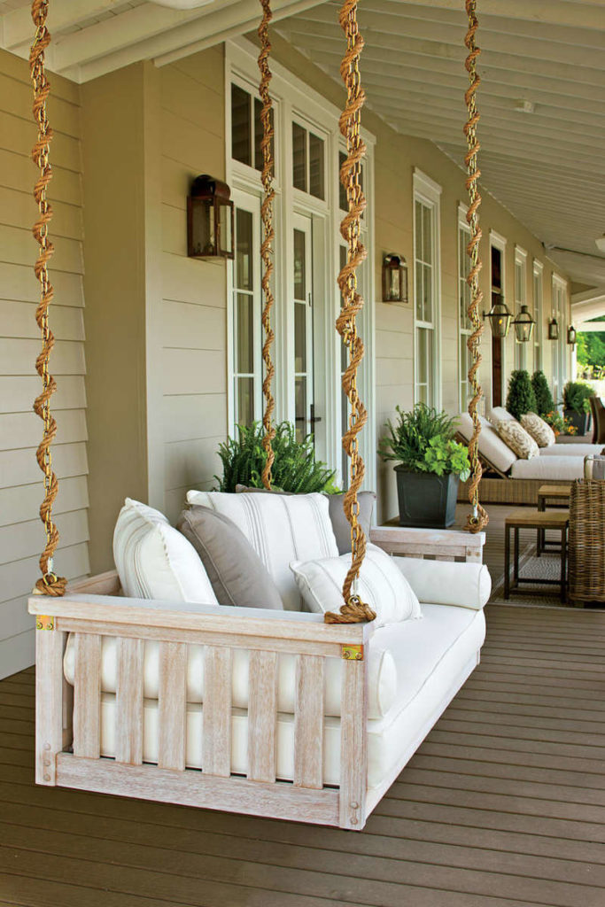 Southern Living Nashville idea house front porch swing provides the perfect place to relax and enjoy friends www.PattersonDecoratingGroup.com/blog