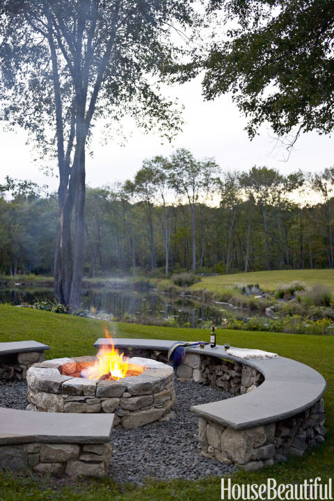Connecticut property with stone fire pit provides family bonding time www.PattersonDecoratingGroup.com/blog