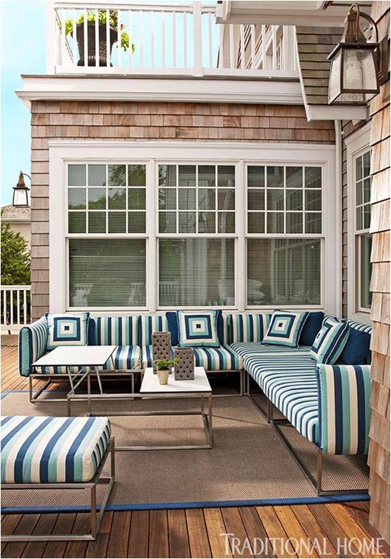 Comfortable and inviting back deck Hampton Designer Showhouse www.PattersonDecoratingGroup.com/blog