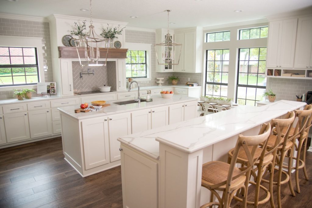 Fixer Upper created a newly expanded kitchen that is open and bright in The Straight 80’s House www.PattersonDecoratingGroup.com/blog