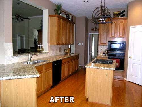 Kitchen After Changing Outdated Backsplash and Countertop